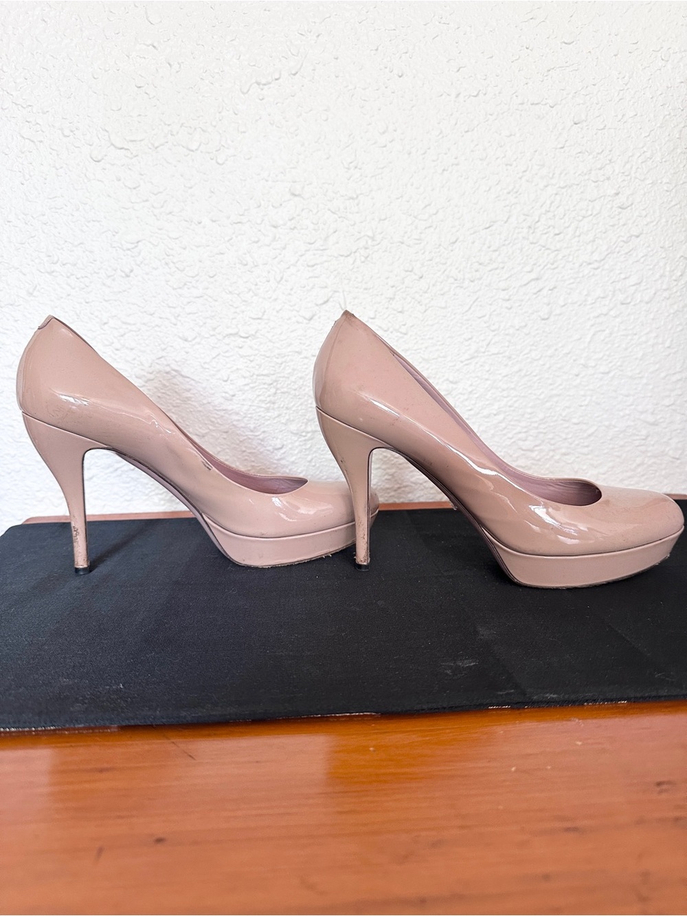 Gucci Inspired Nude Patent Platform High Heel Pumps - Women's